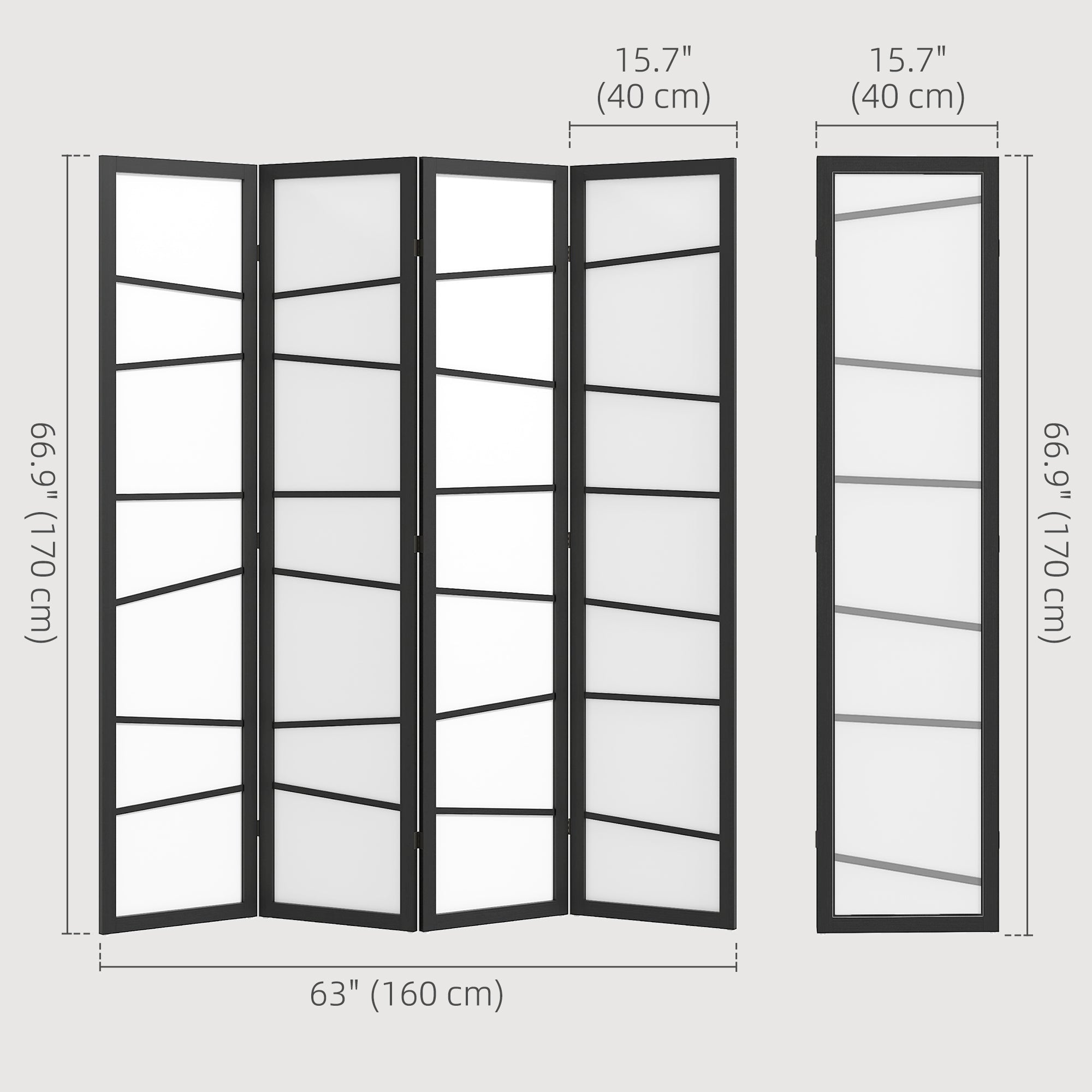 HOMCOM 5.6ft Folding Room Divider, 4 Panel Wall Partition with Wood Frame for Bedroom, Home Office, White 
