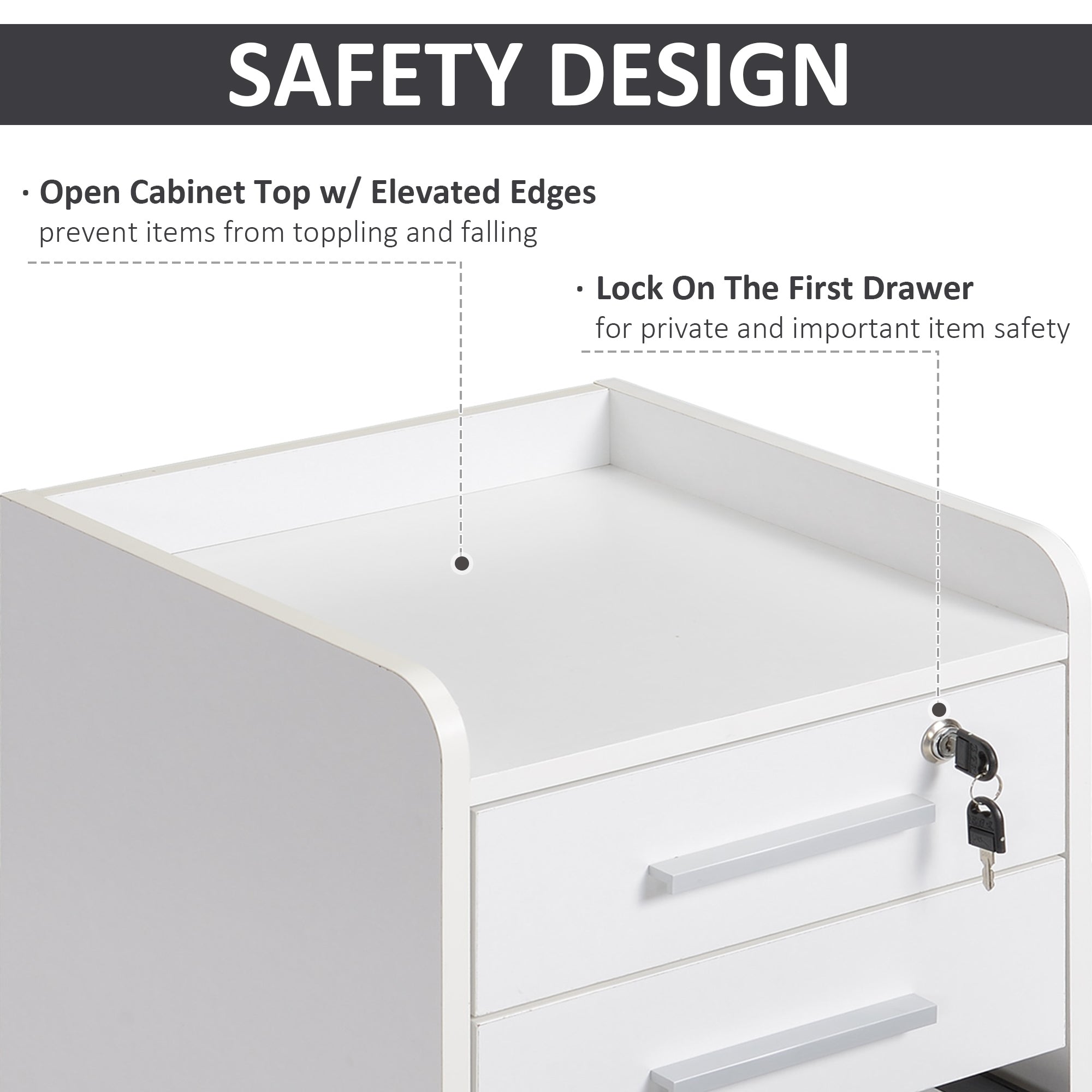 HOMCOM Mobile Filing Cabinet: 3-Drawer Vertical Unit with Lock & Wheels for Letter/Legal Docs, White 