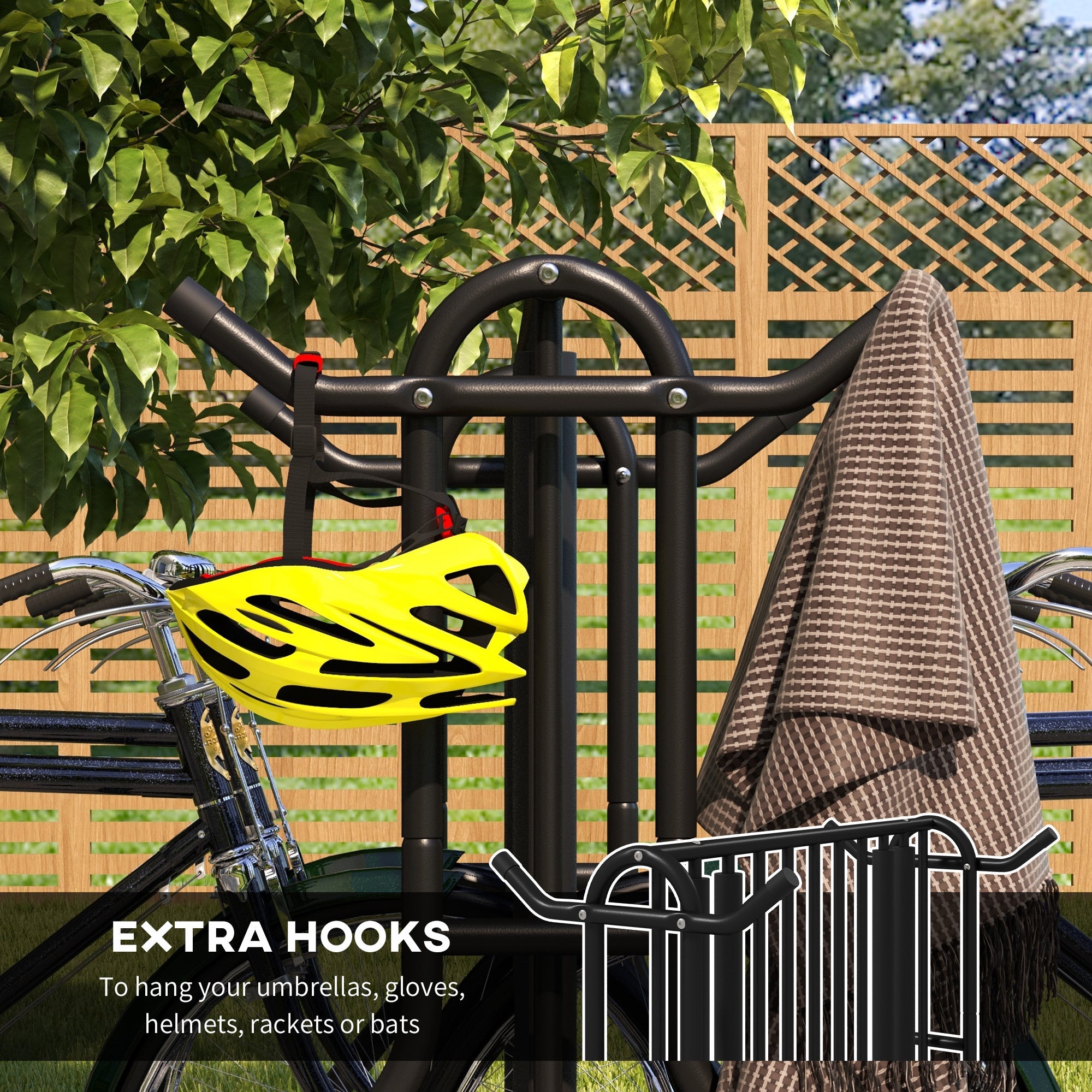 Soozier All-Steel Bike Rack, 35" Bike Stand, 4-Bike Capacity, Dual-Side, for Garages Streets Yards Schools 