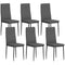 Modern Dining Chairs, Set of 6, High Back Linen Fabric Upholstery and Metal Legs for the Living Room, Home, Grey