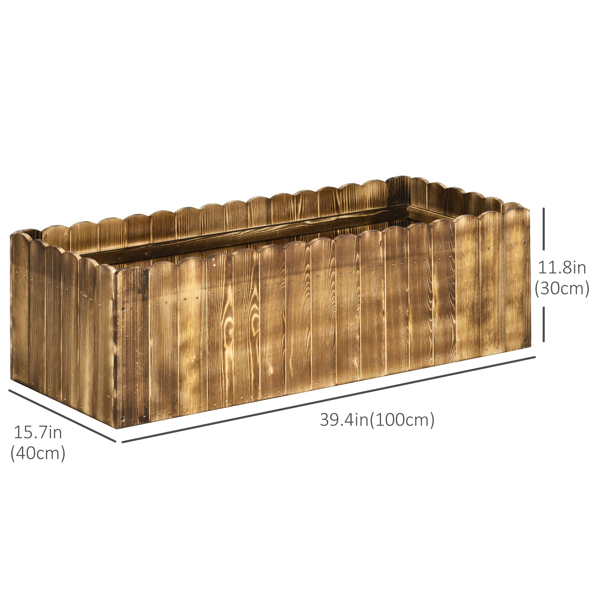 Outsunny 40" x 16" x 12"  Wooden Raised Garden Bed, Raised Planter Box, Planter Raised Bed with Drainage Holes, Natural 