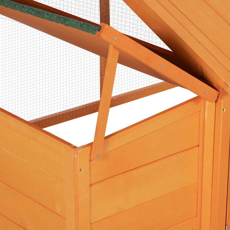 95"L Chicken Run Large Chicken Coop with Nesting Box Wooden Roof Side Door for Outdoor 4–8 Chickens