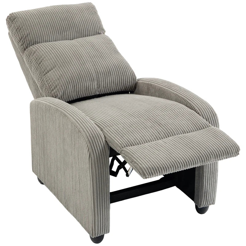 Corduroy Push Back Recliner Chair for Living Room & Home Theater – Manual Reclining Chair