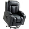 Power Lift Recliner Chair for Elderly, PU Leather Electric Recliner Chair with Footrest, Remote Control, Side Pockets and Cup Holders for Living Room, Black