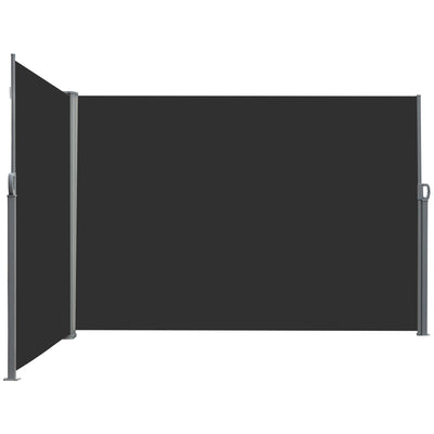 Outsunny 236" x 63" Outdoor Privacy Wall, Double Retractable Side Awning, Patio Screen for Garden, Balcony, Backyard, Black 