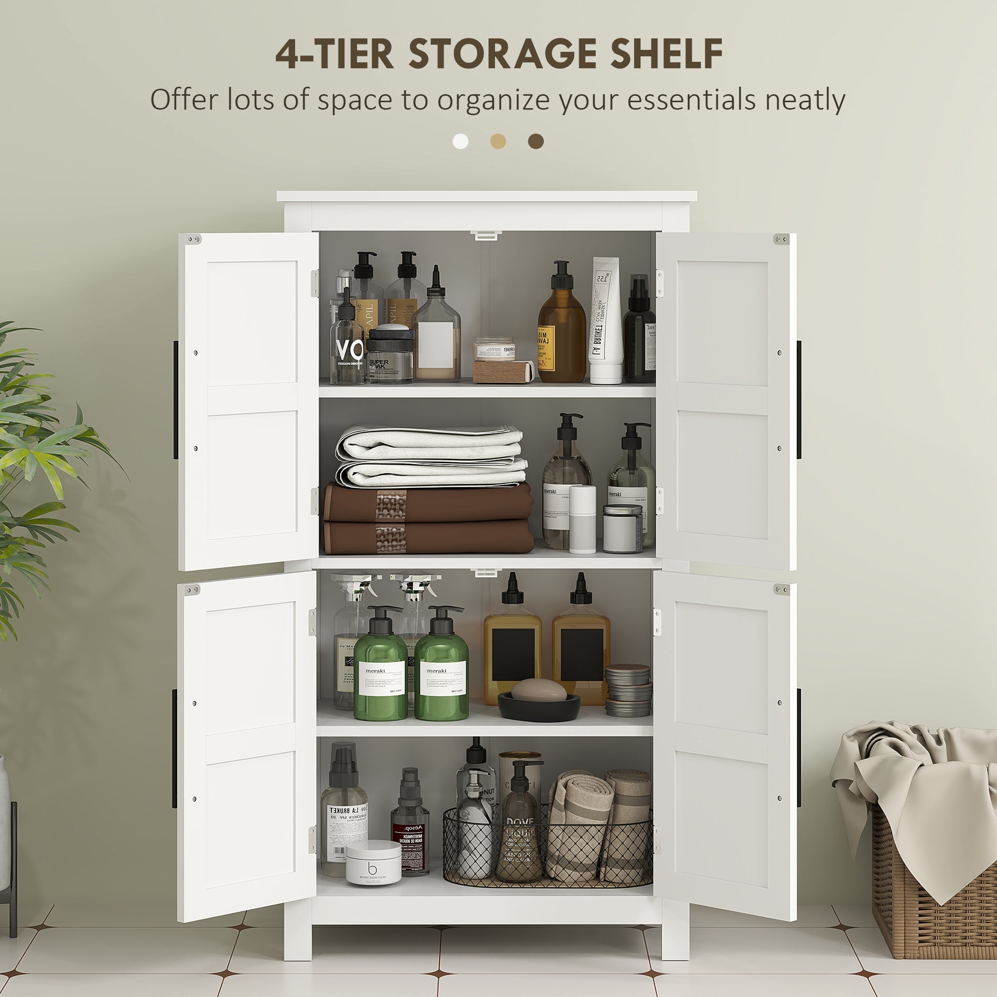 HOMCOM Farmhouse Bathroom Storage Cabinet, Bathroom Floor Cabinet with Barn Doors and Adjustable Shelf, White 