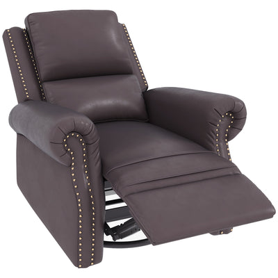 HOMCOM Swivel Recliner Chair, Reclining Sofa, PU Leather Rocker with Thick Padded Back and Seat for Living Room, Brown 