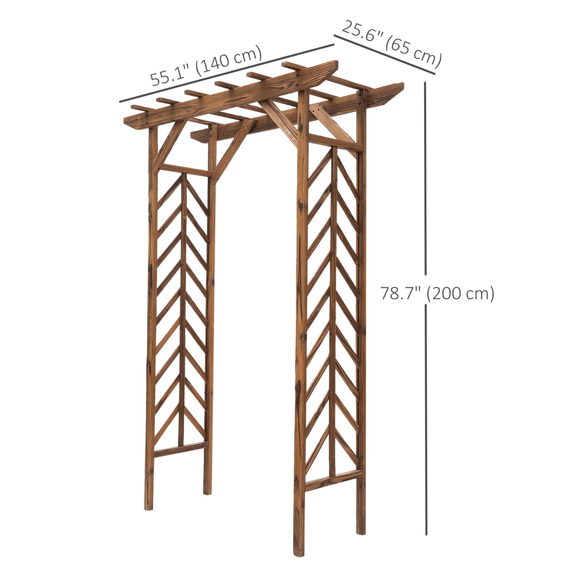 Outsunny Garden Trellis Arch 79", Wooden Arched Pergola for Climbing Plants, Fir Wood Frame 