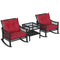 Outsunny 3 Pieces Outdoor PE Rattan Rocker Chair Set, Rocking Chair with Tempered Glass Table Top, 25