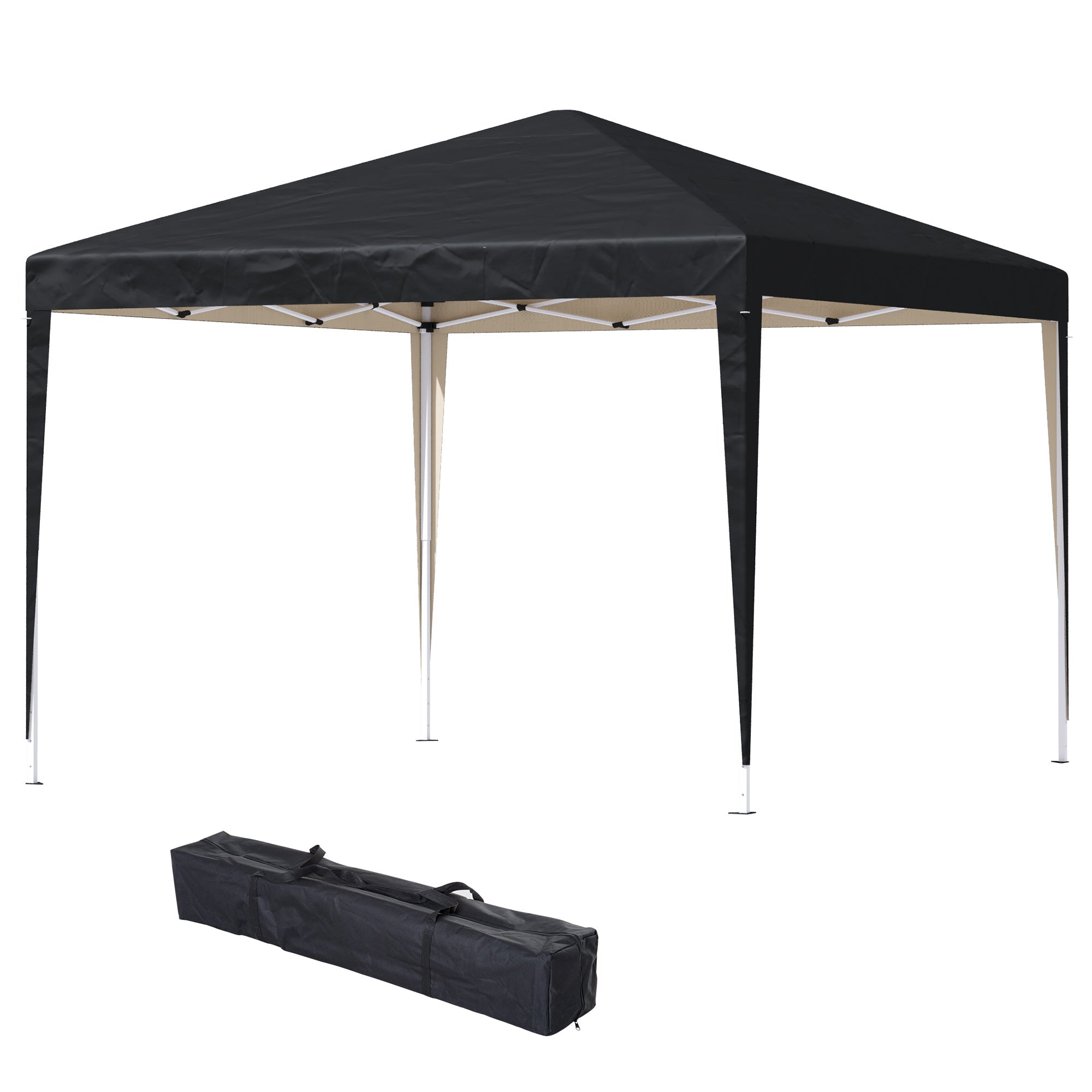 Outsunny 10 x 10ft Folding Pop Up Tent Outdoor Gazebo Canopy with Carrying Bag, Black 
