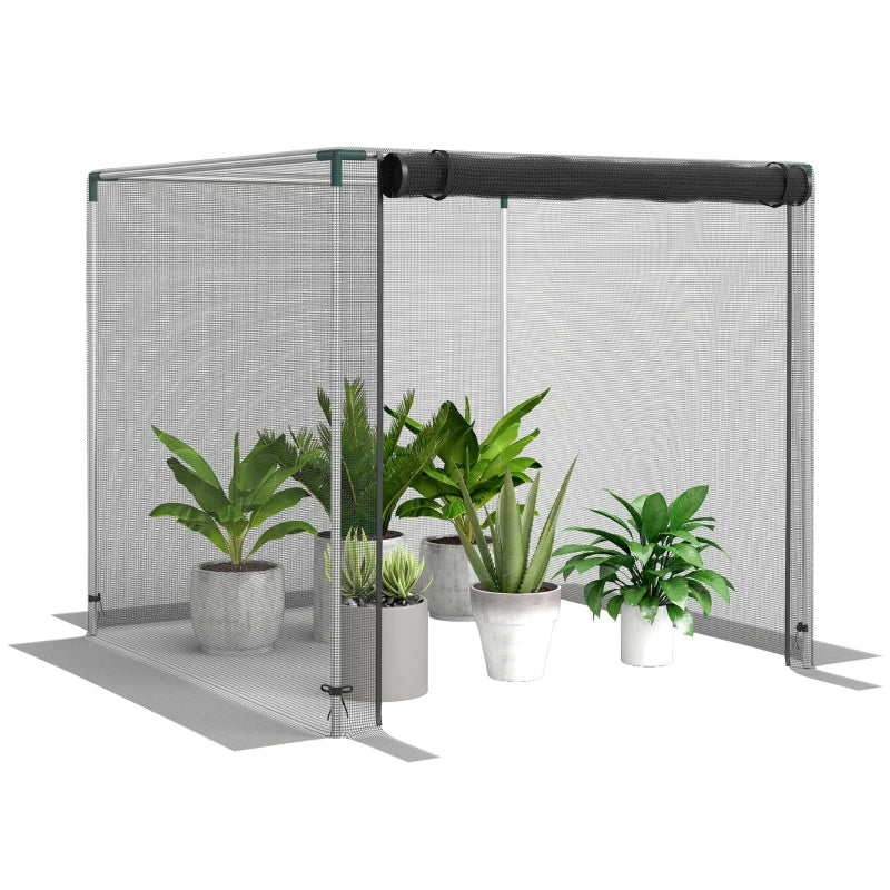 Galvanized Steel Crop Cage, Plant Protection Tent with Zippered Door, 4' x 4', Black