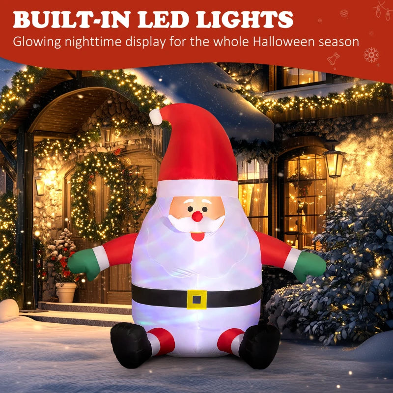 Outsunny 8ft Inflatable Christmas Santa Claus – LED Light-Up Blessings Sign, Outdoor Blow-Up Yard Display 