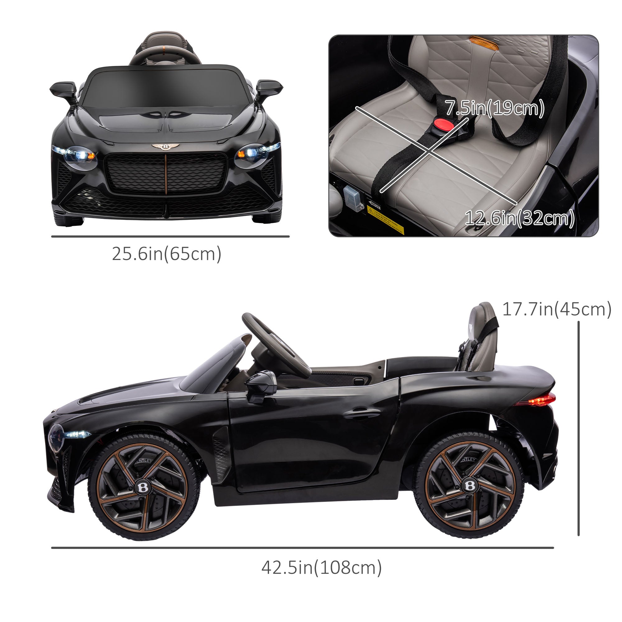 Aosom Kids Ride-On Car: 12V Electric, Remote Control, Portable Battery, Suspension System, Black 