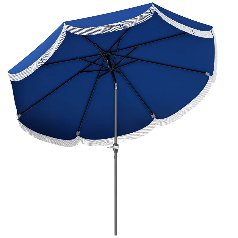 9FT Patio Umbrella Parasol, UPF 30+ Outdoor Market Umbrella with Crank, 8 Ribs, Push Button Tilt, Blue