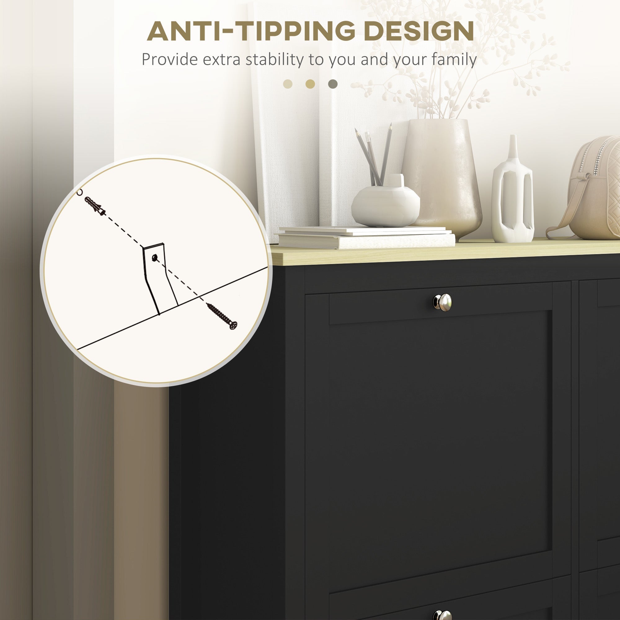 HOMCOM Entryway Shoe Storage Cabinet with 4 Flip Drawers, Adjustable Shelves, Narrow Shoe Cabinet for 20 Pairs of Shoes, Black 