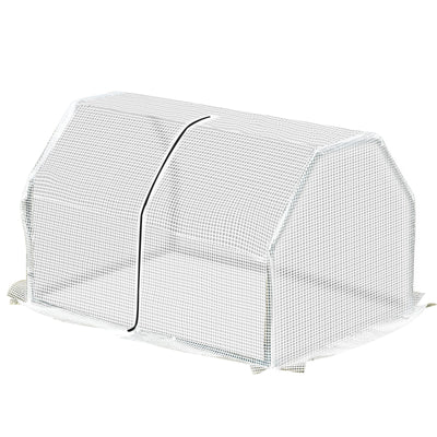 Outsunny Mini Greenhouse: 39"x28"x24" Portable PE Cover & Steel Frame with Zipper Door 