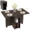 Folding Dining Table, Space Saving Drop Leaf Table with Drawer and Storage Shelves for Kitchen, Dining Room, Dark Brown