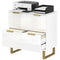 Lateral File Cabinet with 2 Drawers, Modern Filing Cabinet for Letter/A4/Legal Size Files, High Gloss White