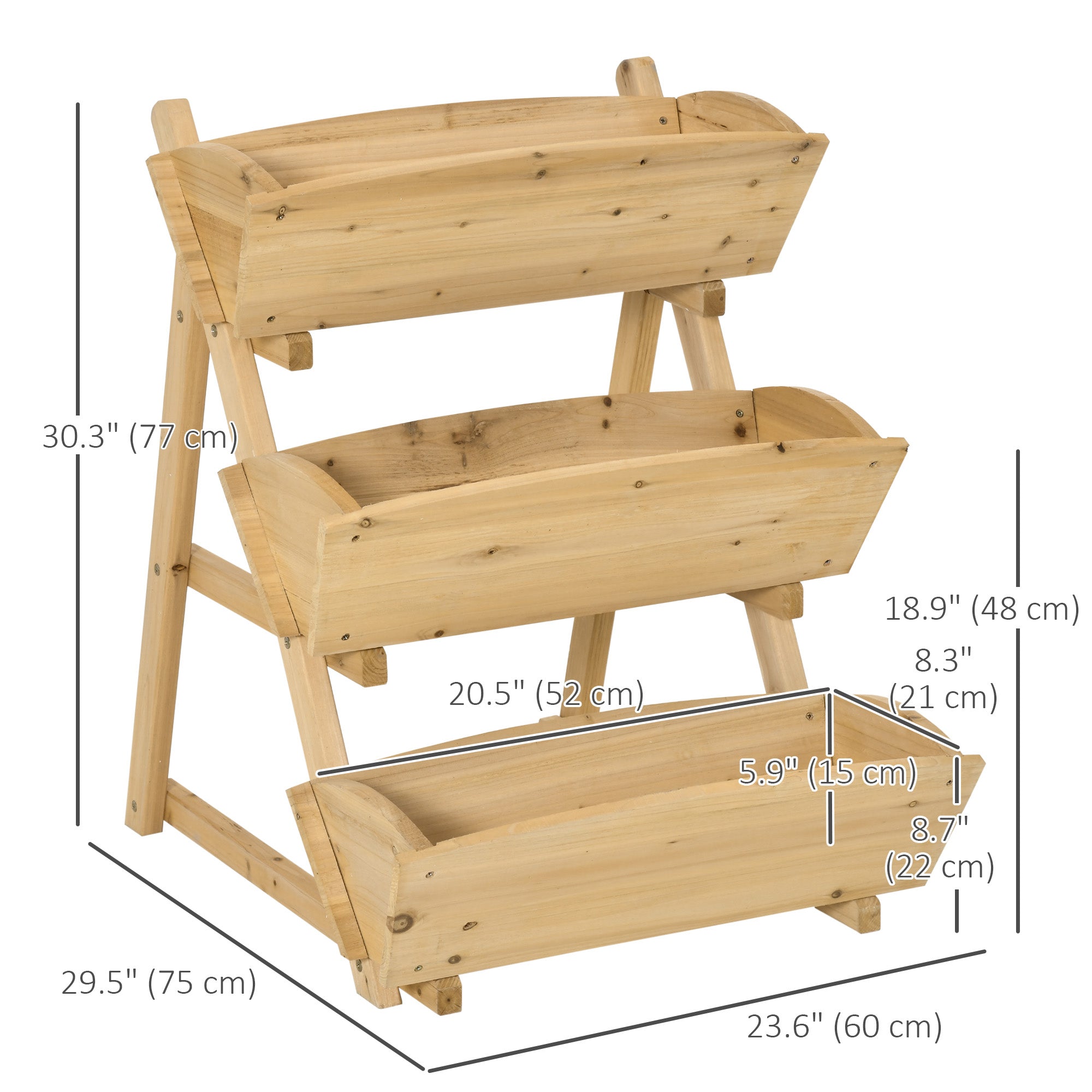 Outsunny 3-Tier Raised Vertical Garden Bed: Wooden Elevated Planter Kit for Flowers, Veggies & Herbs 