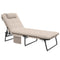 Outsunny Breathable Bliss: Folding Lounge Chair with Reclining Back, Cushioned Mesh Fabric, Side Pocket, and Headrest, Beige