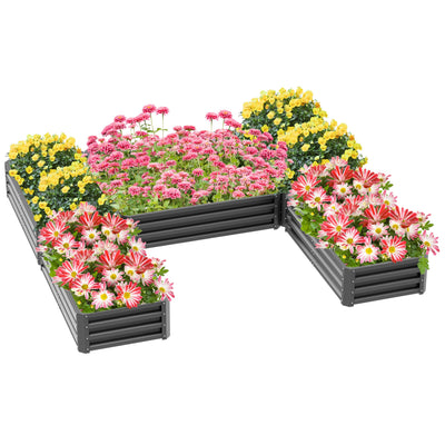 Outsunny 5-Tier Raised Garden Box, Metal Modular Planter Bed for Flowers, Vegetables & Herbs, Large Grey 