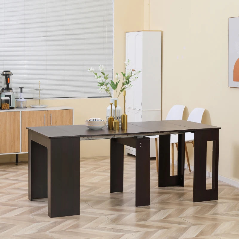 Extendable Dining Table, Expandable Kitchen Table for Small Spaces, Seats up to 6 People, Dark Brown