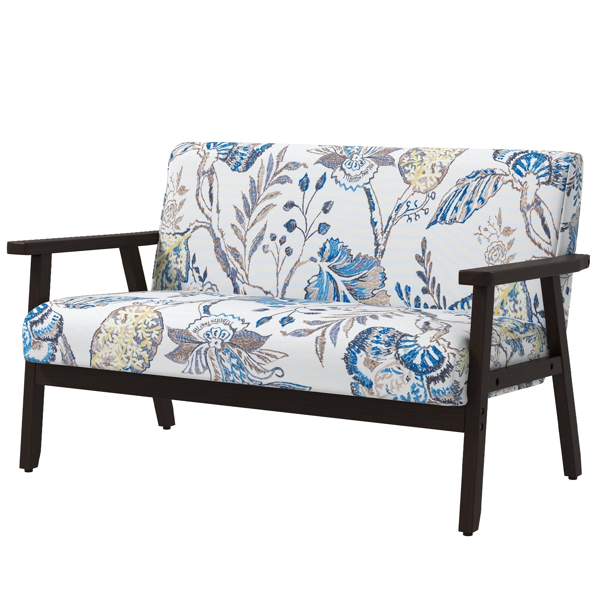 HOMCOM Compact Loveseat Sofa Couch Linen Fabric Double Seat Sofa with Rubber Wood Frame Multicolour 