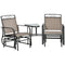 Outsunny Outdoor Glider Bench with Coffee Table, Patio 2-Seat Rocking Chair Swing Loveseat with Breathable Sling, Brown