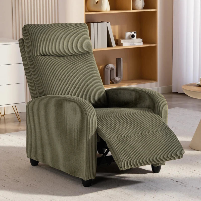 Corduroy Push Back Recliner Chair for Living Room & Home Theater – Manual Reclining Chair