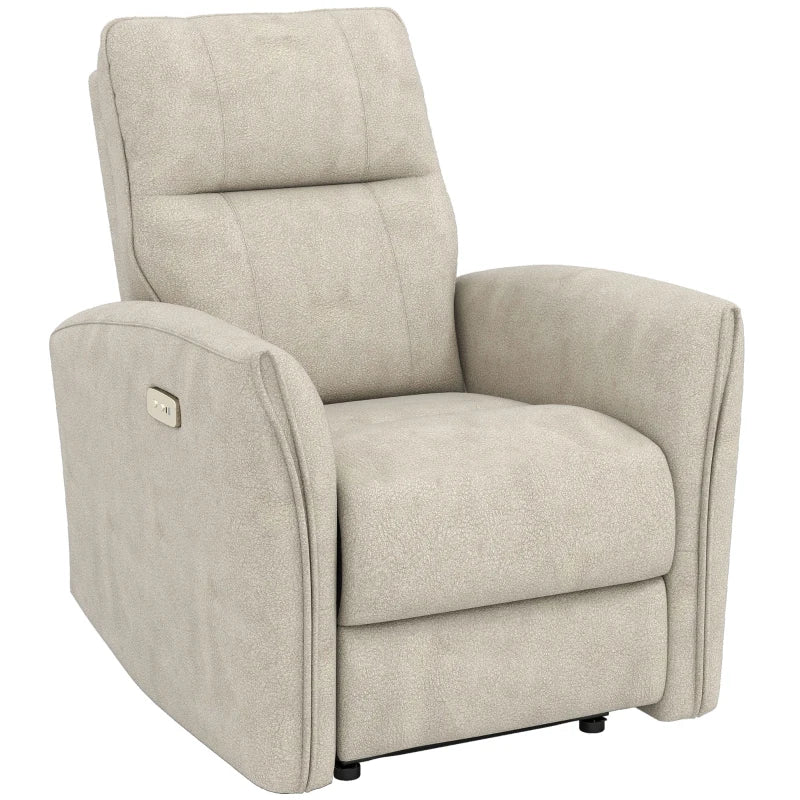 Power Recliner Chair, Fabric Upholstered Recliner Chair with USB Ports, Footrest, Beige