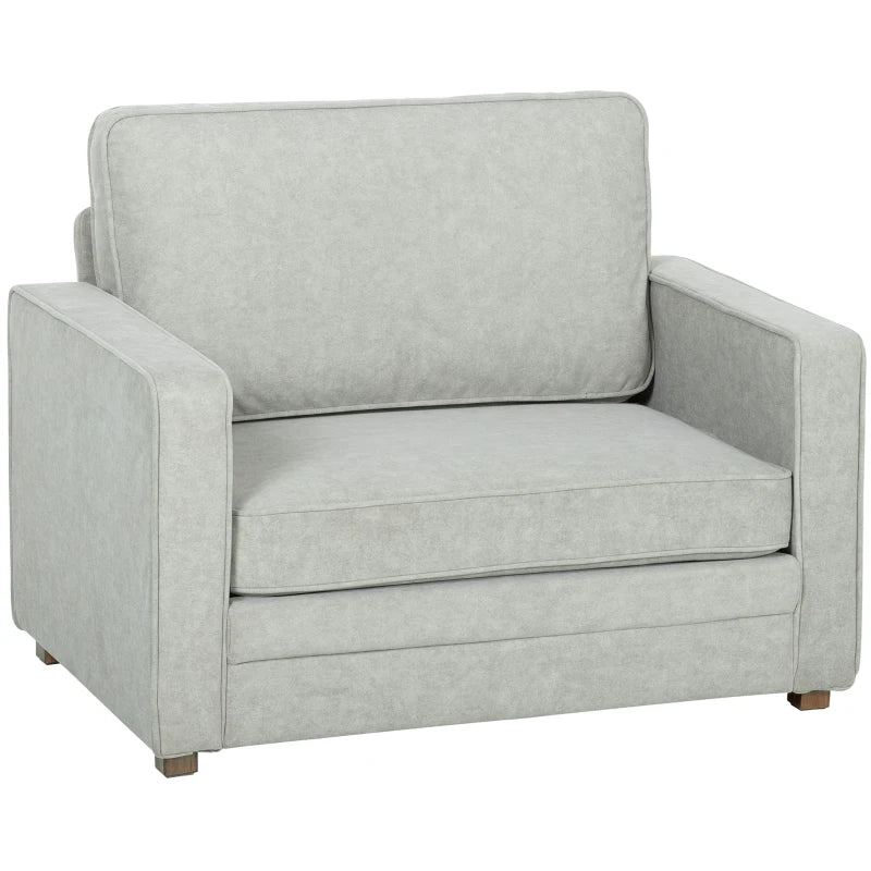 Accent Chair, Velvet-feel Fabric Armchair with Wide Seat, Spring Cushion, Solid Wood legs, Grey