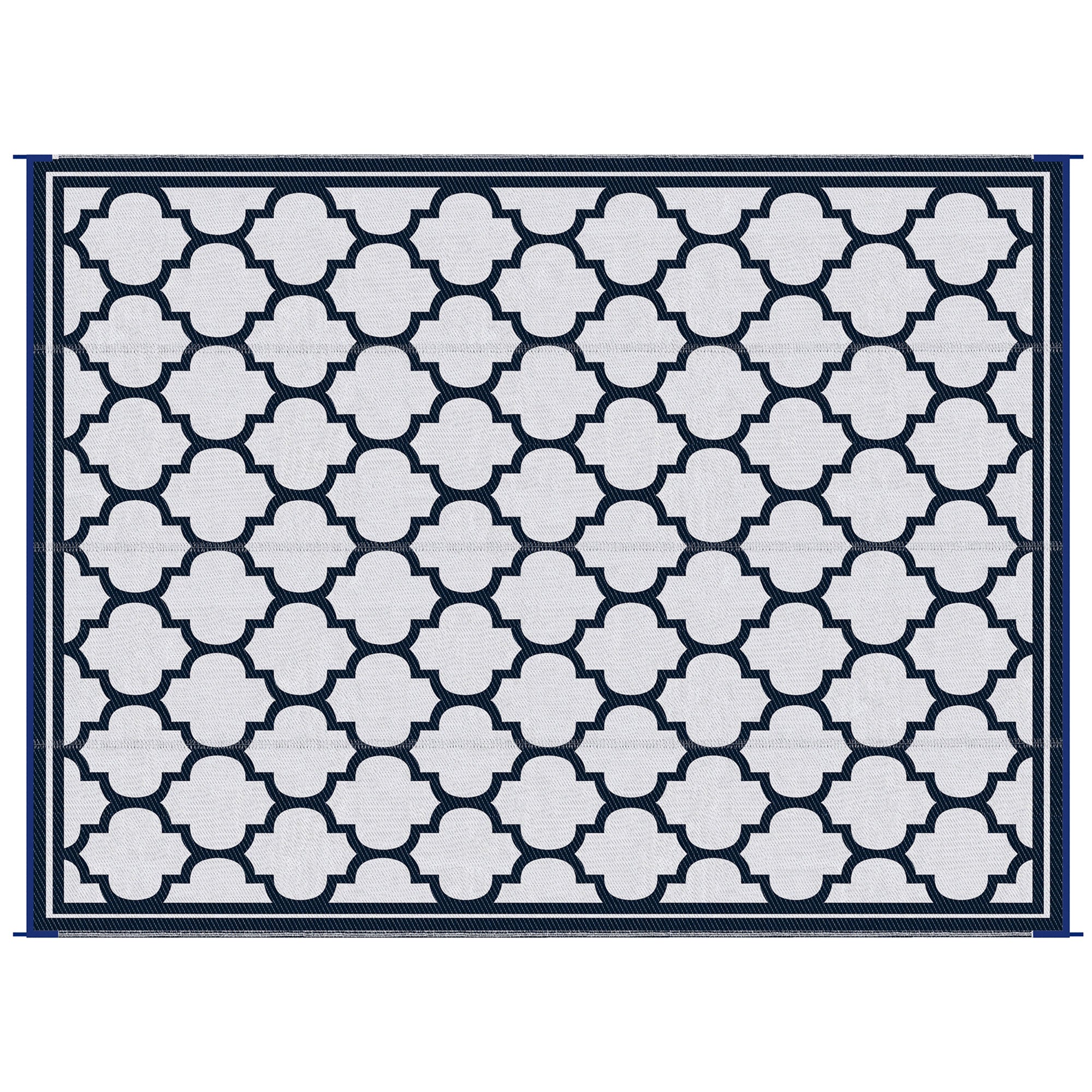 Outsunny 9'x12' Reversible RV Outdoor Rug in Dark Blue - High-Quality Patio Floor Mat for Camping, Beach & Deck 