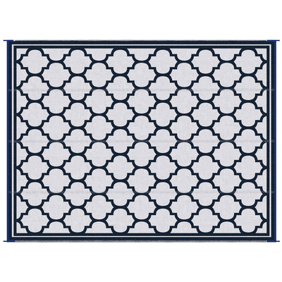 Outsunny 9'x12' Reversible RV Outdoor Rug in Dark Blue - High-Quality Patio Floor Mat for Camping, Beach & Deck 