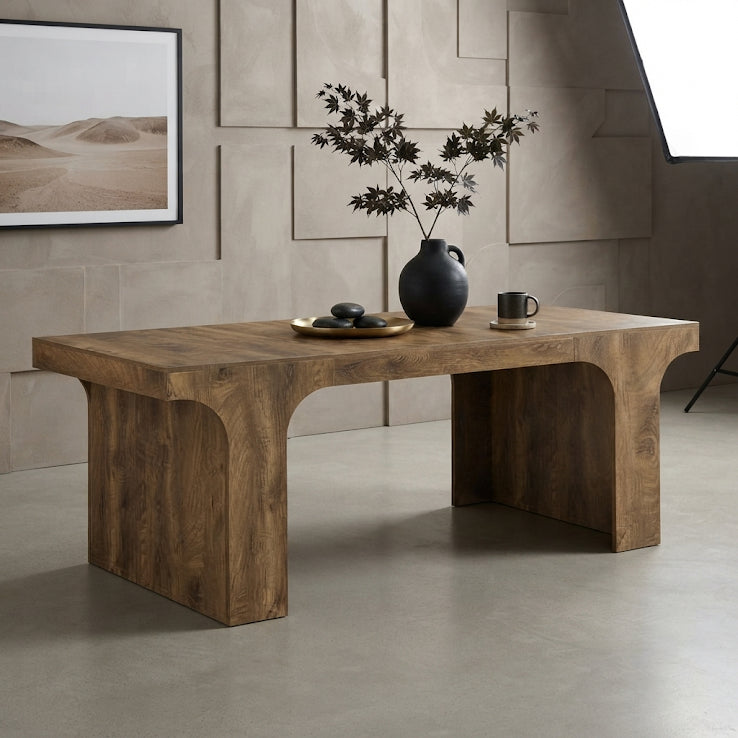 70.87" Farmhouse Dining Table, Rectangular Kitchen Table for 6-8 People, Rustic Wood Dining Table with Sled-Style Legs