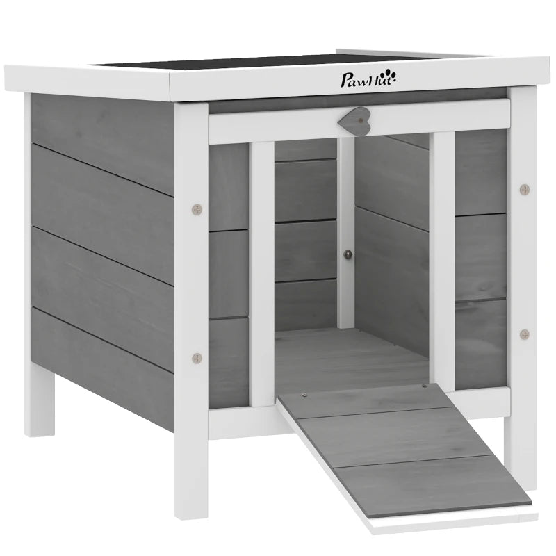 Wooden Rabbit Hutch Bunny Cage Outdoor Cat House Guinea Pig Cage Duck Shelter, Indoor Outdoor Use, 20"x16.5"x17", Grey