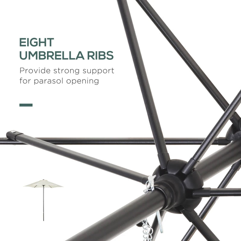 6.6FT Patio Umbrella, Outdoor Parasol with 6 Solid Ribs, Cream White