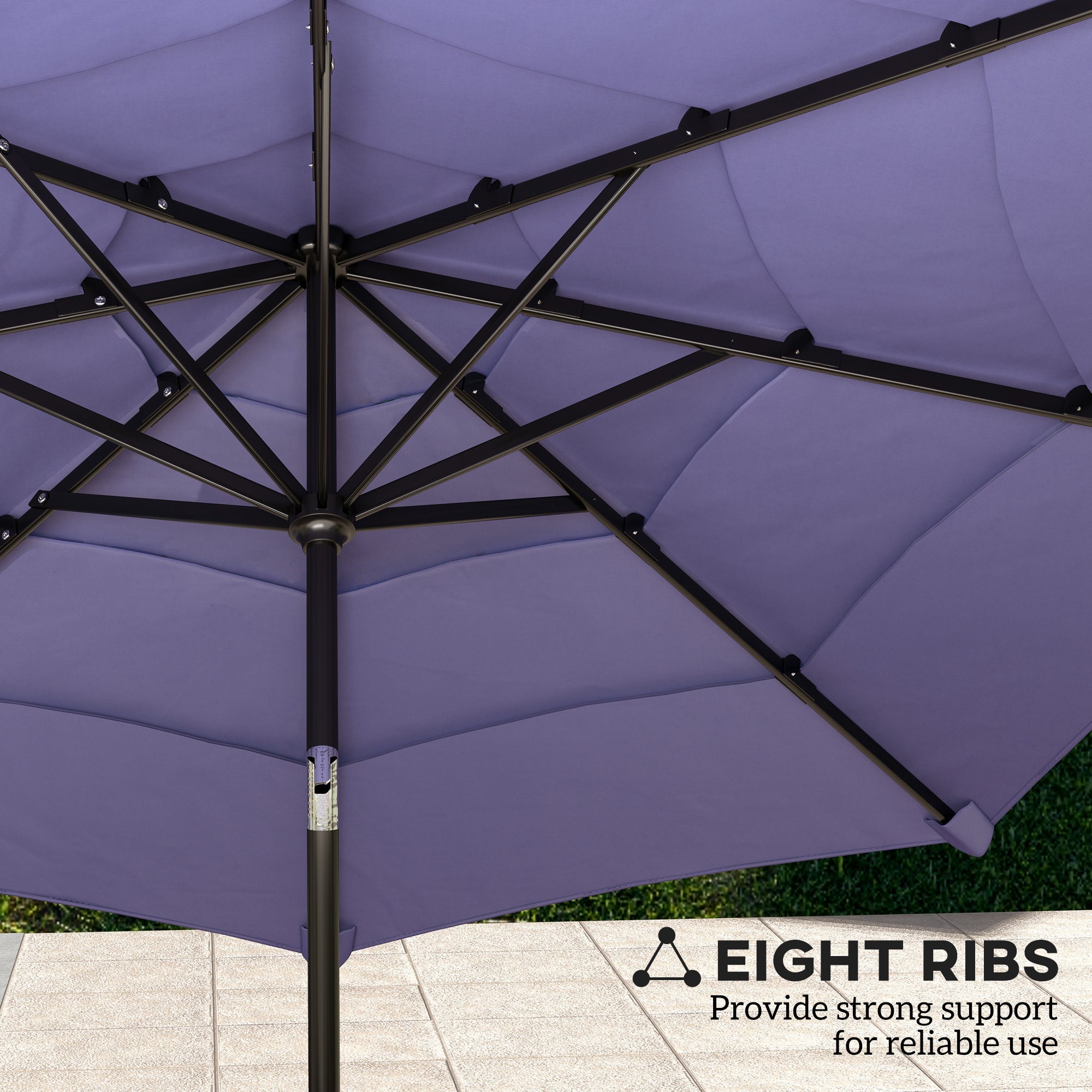 Outsunny 10.7FT Patio Umbrella with 8 Ribs, Crank, Push Button Tilt, Air Vents, for Backyard, Deck and Lawn, Purple 