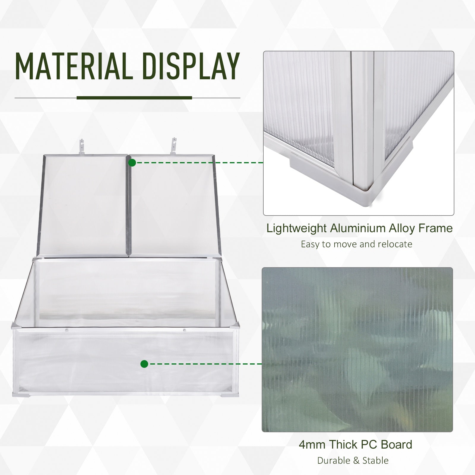 Outsunny Outdoor Indoor Grow Enclosure: 39''x23.5''x17.25'' with Adjustable Sunshine Board Cold Frame Larger Cavity 