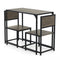 3 Pieces Dining Set Compact Table and 2 Chair with Metal Frame for Small Space-Oak