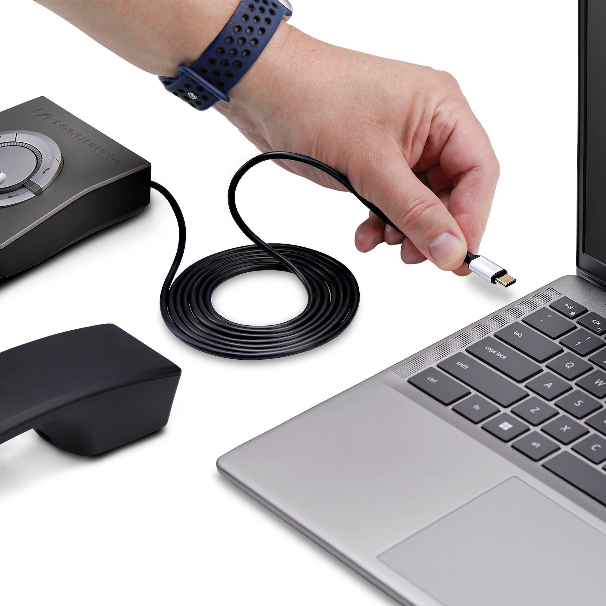 USB-C to RJ9 Adapter for Office Phone Handset or Wired/Wireless Headset, Use Existing Landline Hardware, 6ft/1.8m, For Laptop/Desktop Computer/Mobile 