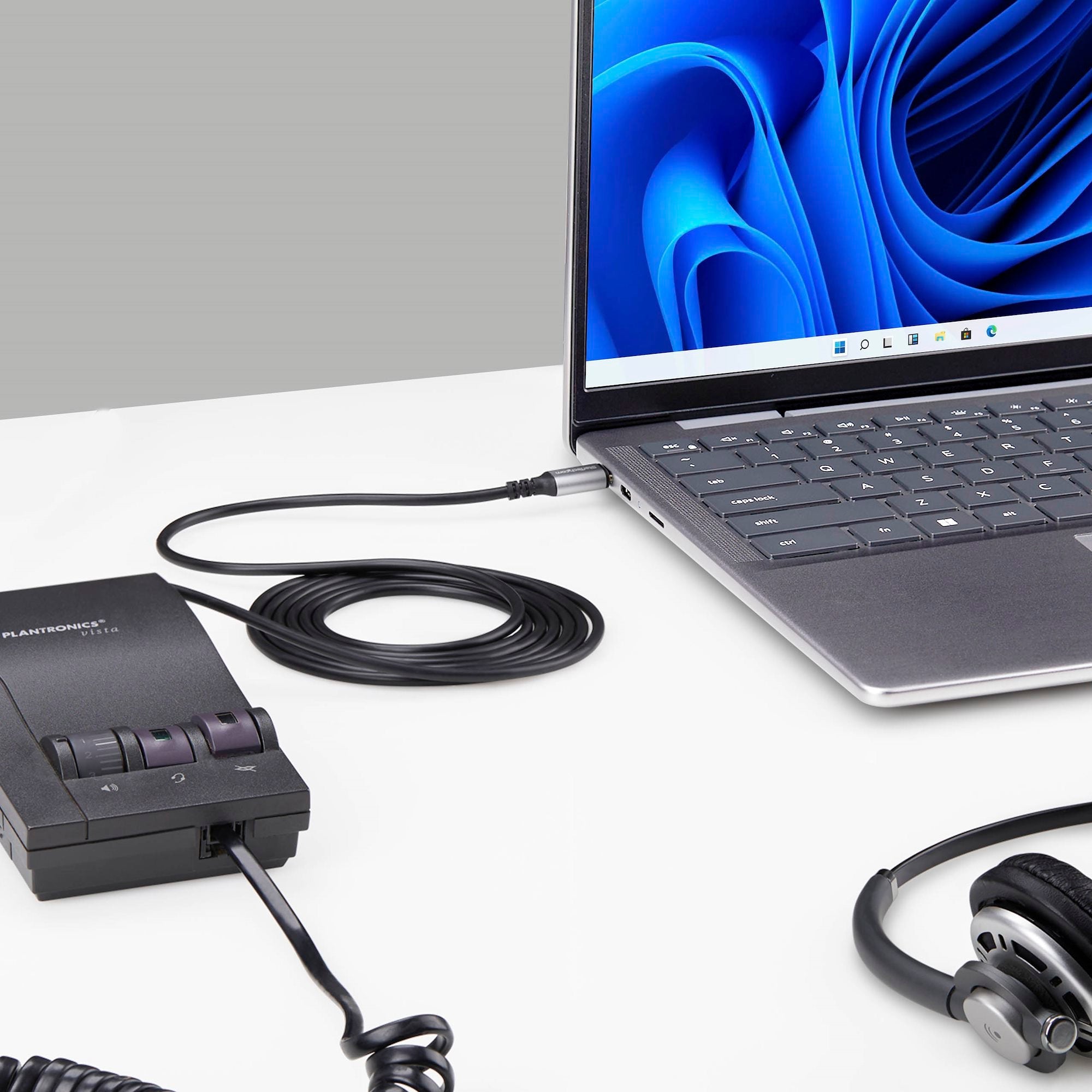 USB-C to RJ9 Adapter for Office Phone Handset or Wired/Wireless Headset, Use Existing Landline Hardware, 6ft/1.8m, For Laptop/Desktop Computer/Mobile 