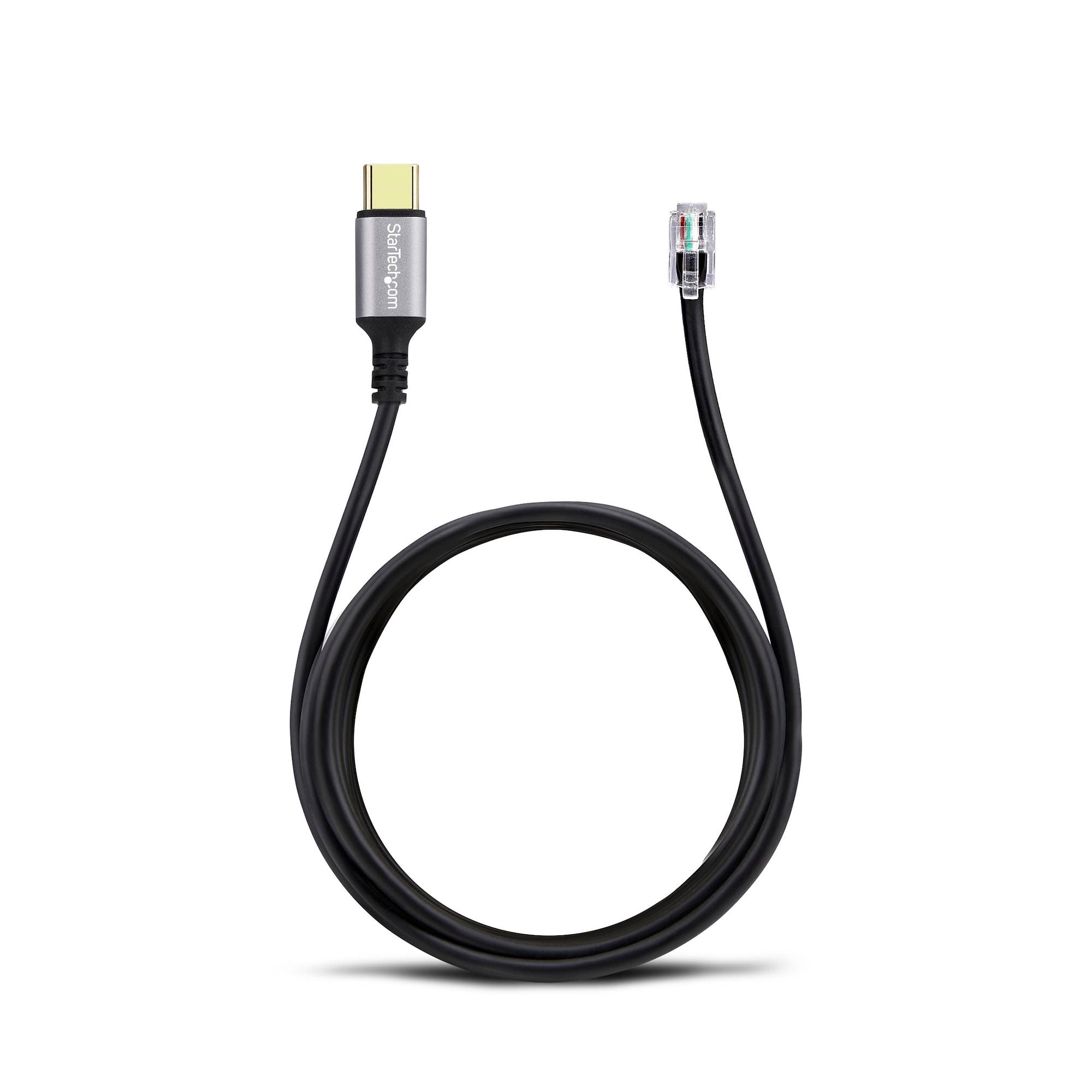 USB-C to RJ9 Adapter for Office Phone Handset or Wired/Wireless Headset, Use Existing Landline Hardware, 6ft/1.8m, For Laptop/Desktop Computer/Mobile 