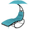 Outsunny Tanning Chair with Sunshade Roof, Rocking Base, Cushion, Headrest, Turquoise