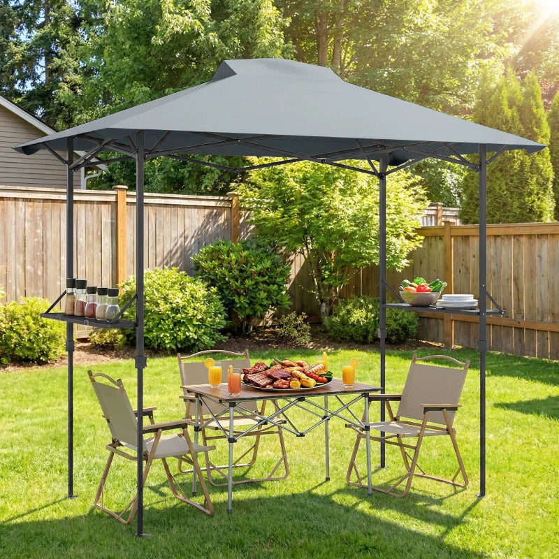 5 x 8.5 ft Pop Up Grill Gazebo with 2 Shelves, UPF 50+ Outdoor Instant Canopy Portable Shelter with Carry Bag, Dark Grey