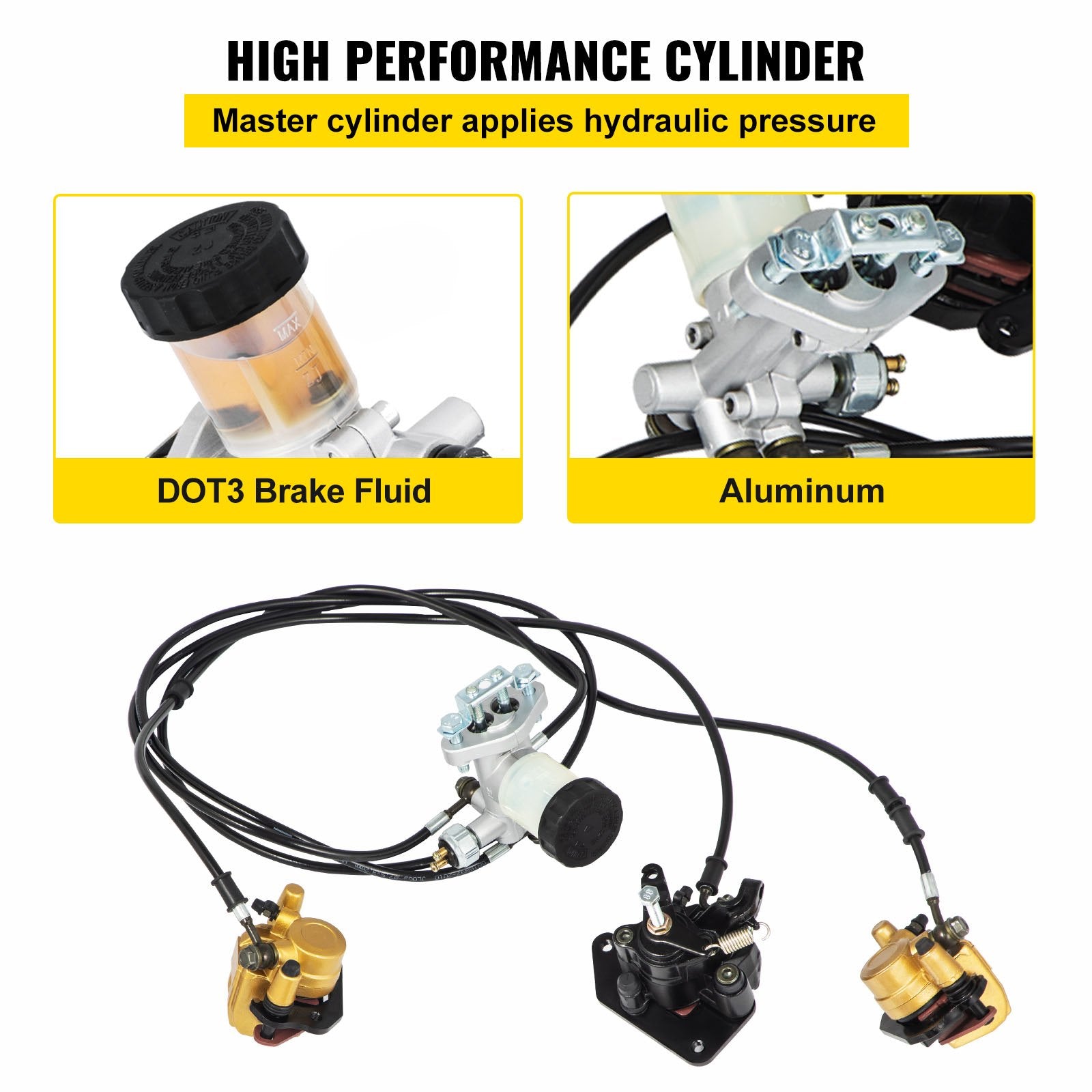 VEVOR GO-Kart Brake Master Cylinder Kit for 150cc Go Kart Hydraulic Brake Kit Universal Go Karts Brake Kit Kandi Complete Including Master Cylinder, Hose, Caliper 