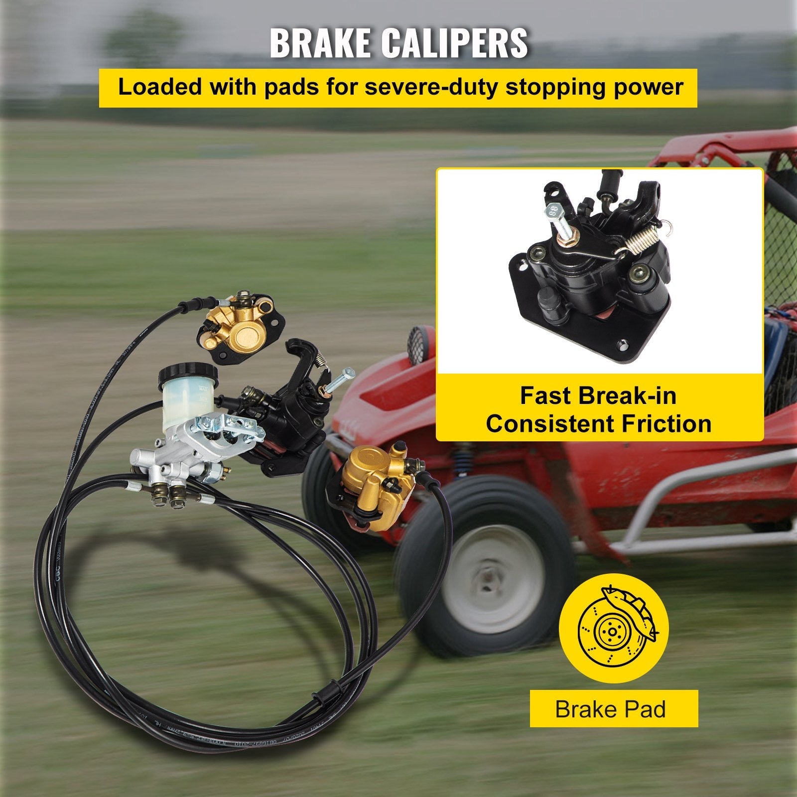 VEVOR GO-Kart Brake Master Cylinder Kit for 150cc Go Kart Hydraulic Brake Kit Universal Go Karts Brake Kit Kandi Complete Including Master Cylinder, Hose, Caliper 