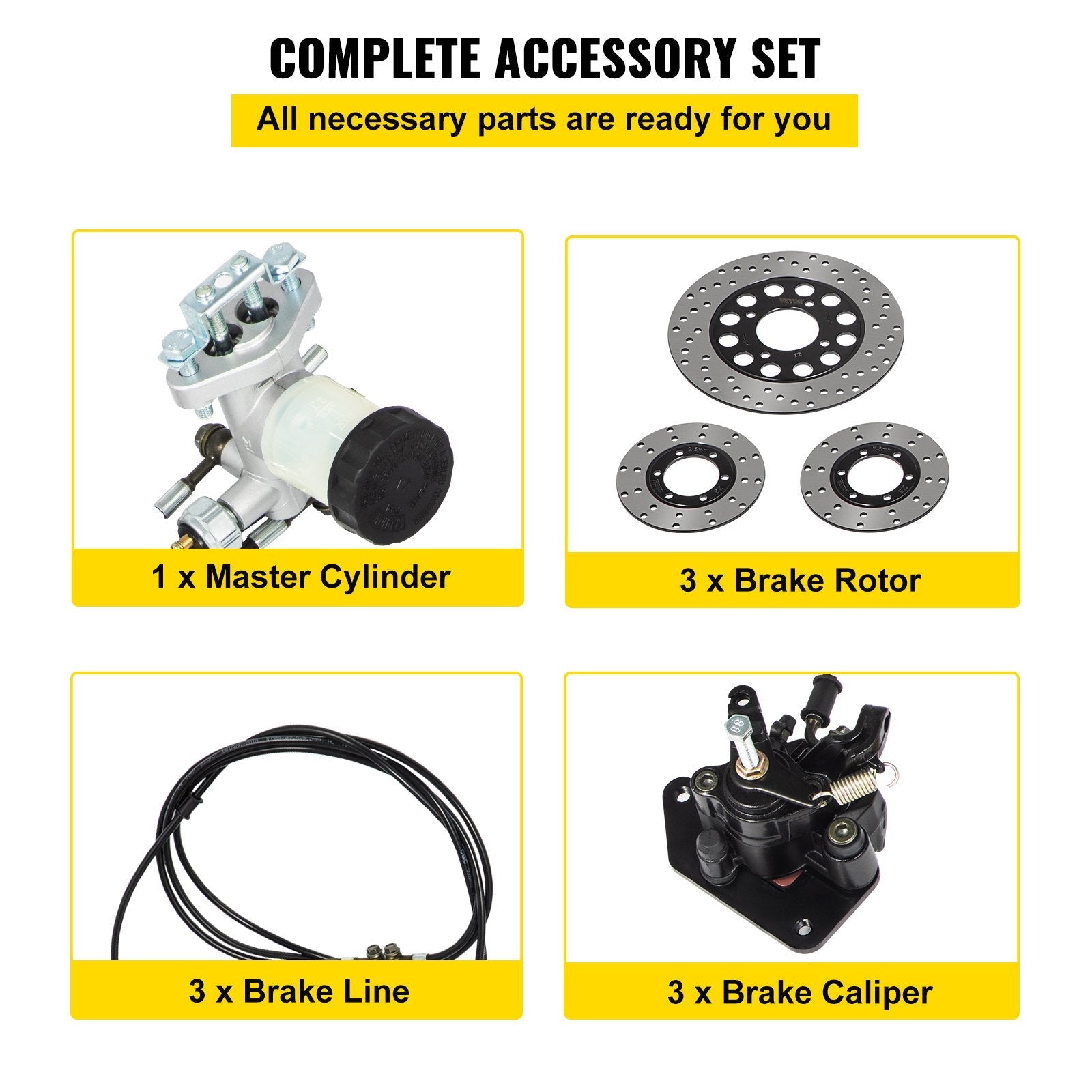VEVOR GO-Kart Brake Master Cylinder Kit for 150cc Go Kart Hydraulic Brake Kit Universal Go Karts Brake Kit Kandi Complete Including Master Cylinder, Hose, Caliper 