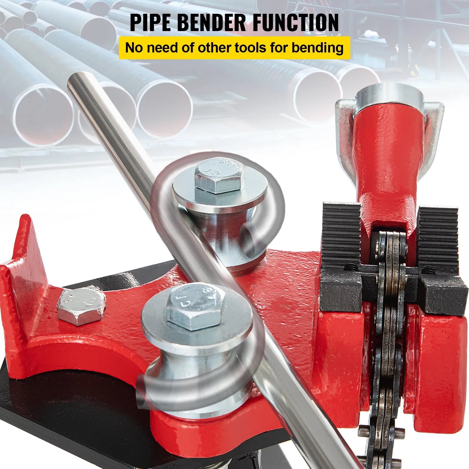 VEVOR Tripod Pipe Chain Vise, 1/8"-5" Pipe Capacity with Portable Folding Steel Legs, 36.4 inch Length Chain Vise Stand, for Fixing and Bending Large Pipes in Workshop, Home and Factory
