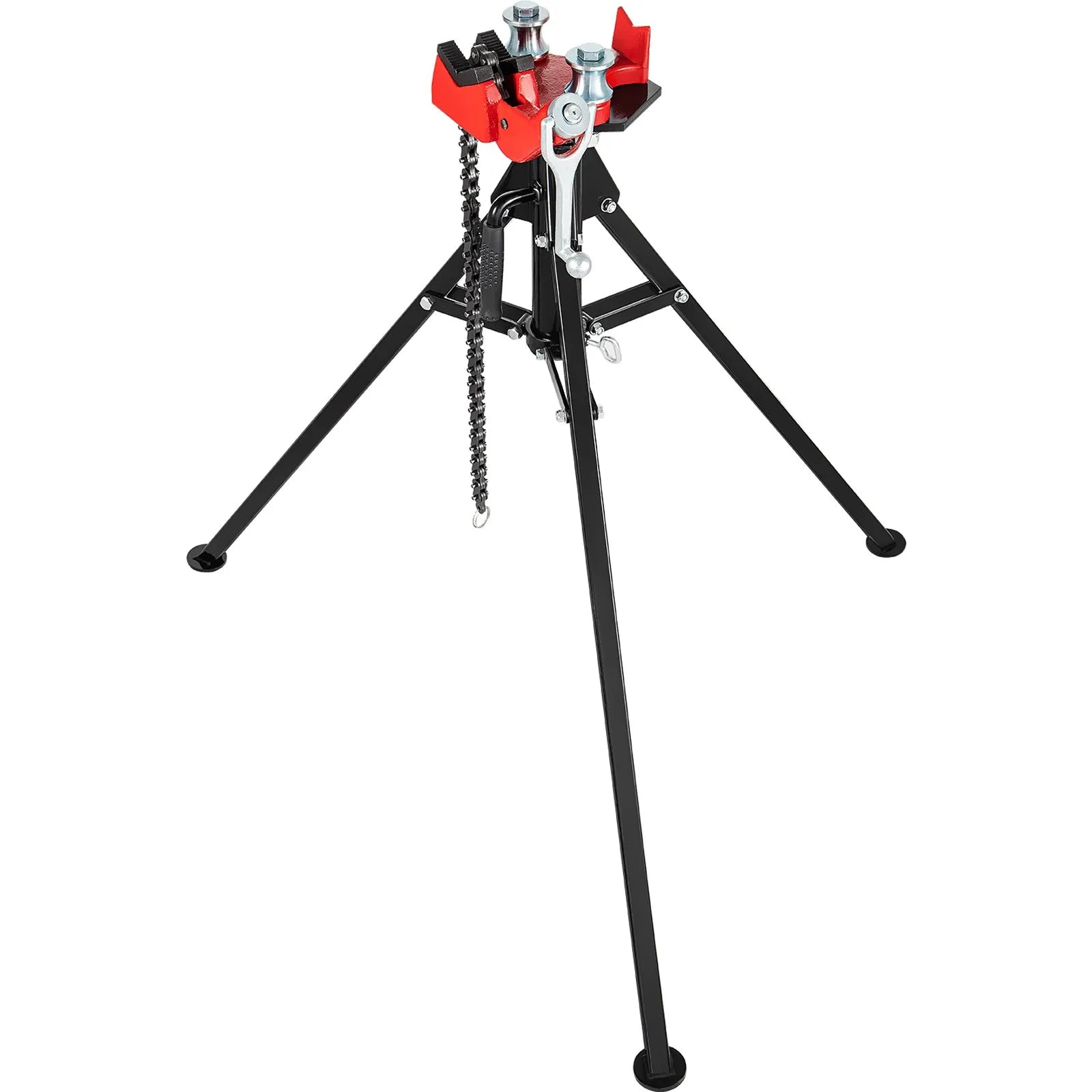 VEVOR Tripod Pipe Chain Vise, 1/8"-5" Pipe Capacity with Portable Folding Steel Legs, 36.4 inch Length Chain Vise Stand, for Fixing and Bending Large Pipes in Workshop, Home and Factory