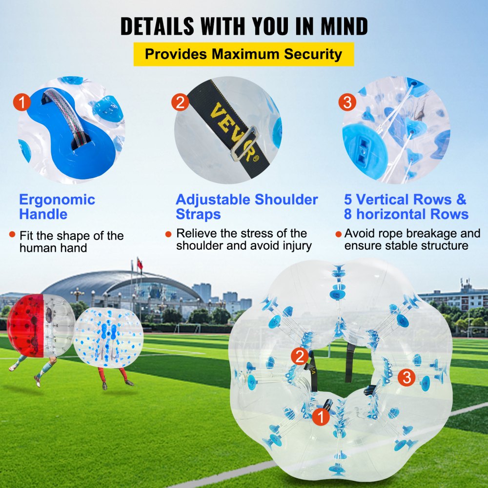 VEVOR Inflatable Bumper Ball 5 FT / 1.5M Diameter, Bubble Soccer Ball, Blow It Up in 5 Min, Inflatable Zorb Ball for Adults or Children (5 FT, Blue Dot) 
